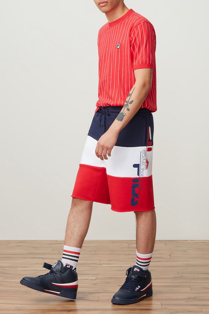 Fila Shorts Stu Mens Navy/White/Red - India BWY-098641